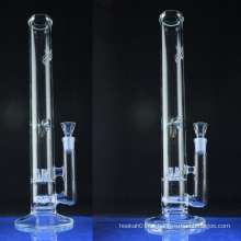 Tubo de água reta de vidro para fumar com duplo Percs (ES-GB-040)
